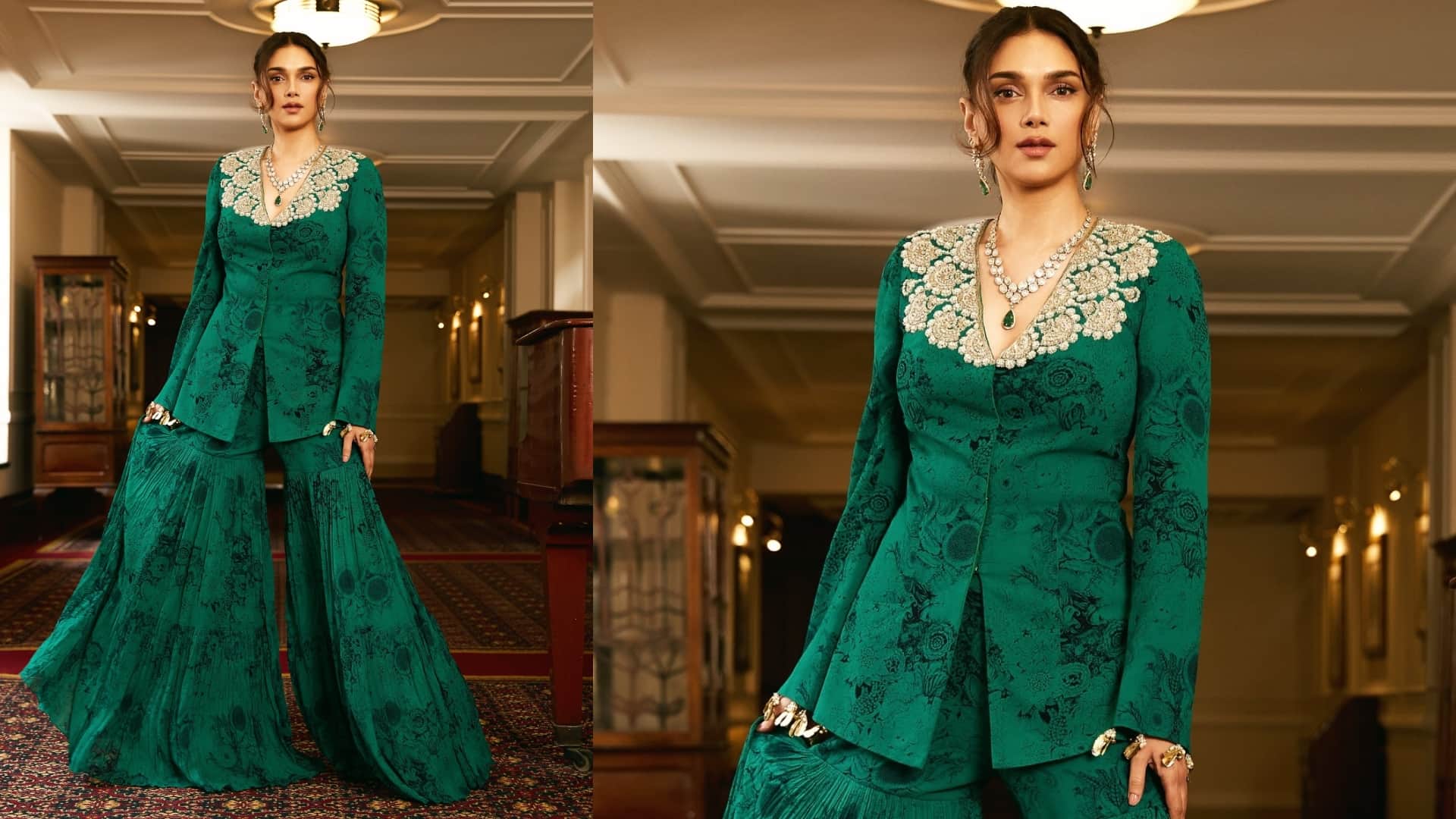 hairstyle with indo western dress for wedding