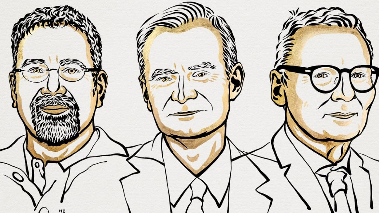 Alfred Nobel to Daron Acemoglu, Simon Johnson and James A. Robinson in the field of economics