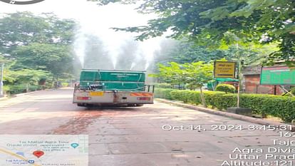 Preparations begin before air quality deteriorates in Agra water sprayed through sprinklers to prevent dust