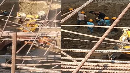 JCB engaged in construction work fell into 30 feet deep pit in Agra two workers injured