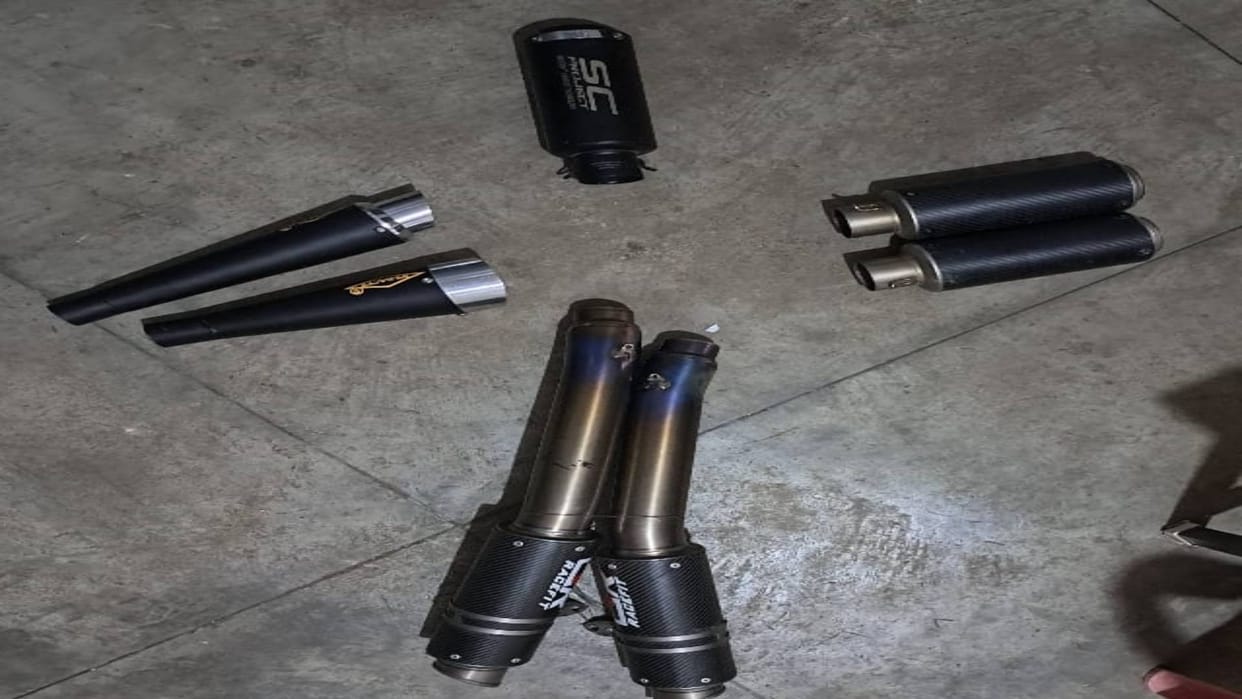 MP News Major action by traffic police in Ujjain 47 illegal modified silencers seized