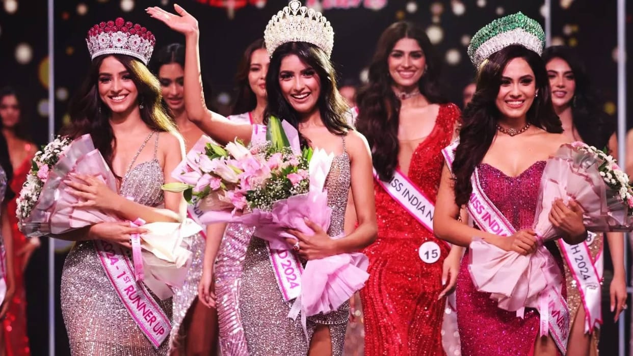 Femina Miss India World 2024 winner Nikita Porwal From Madhya Pradesh runner up Rakha Pandey Ayushi Dholakia