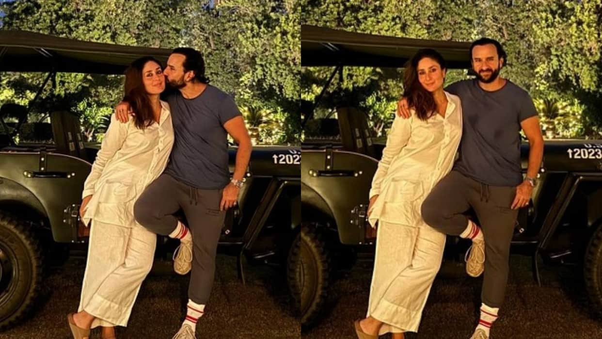 Saif Ali Khan celebrate 12th wedding anniversary at Pataudi Palace with a kiss pictures goes viral