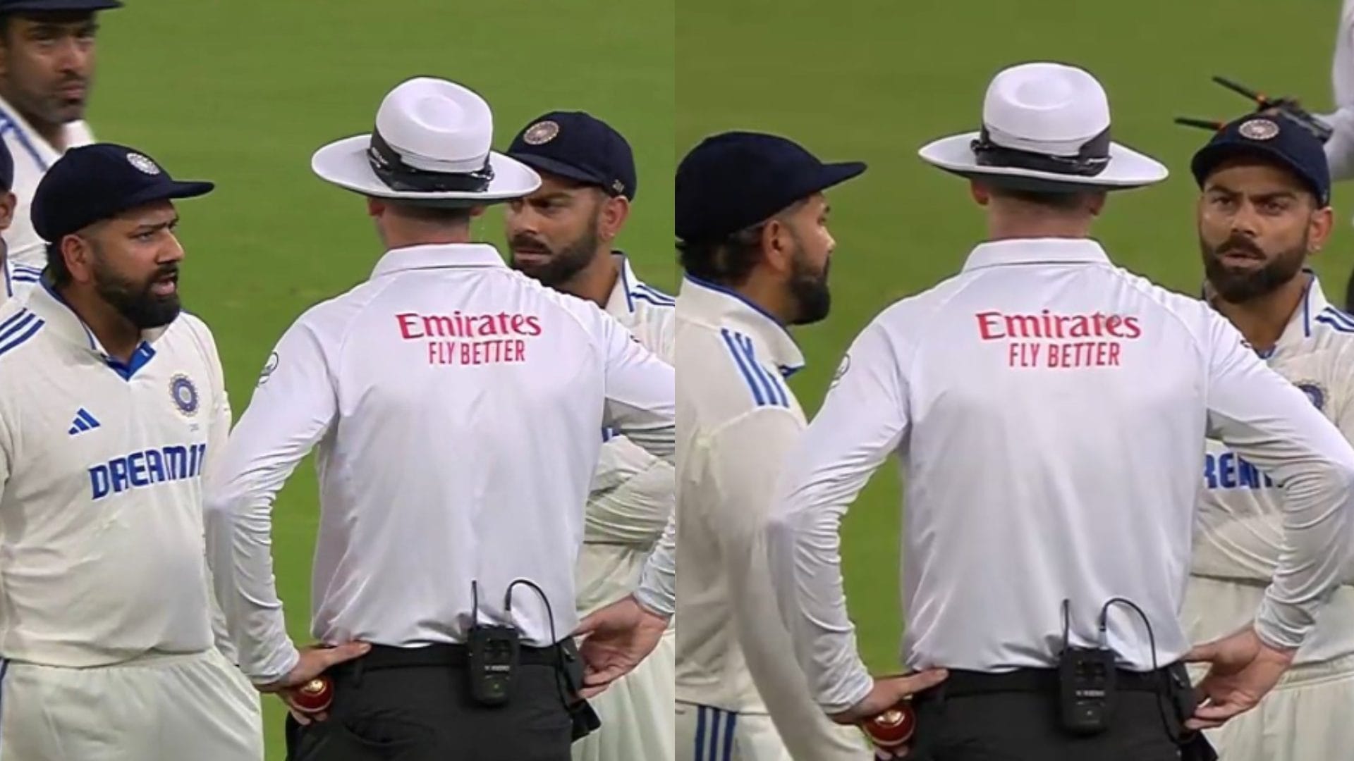 ind vs nz ist test: rohit sharma virat kohli and team india got indulge in arguement with umpires video viral