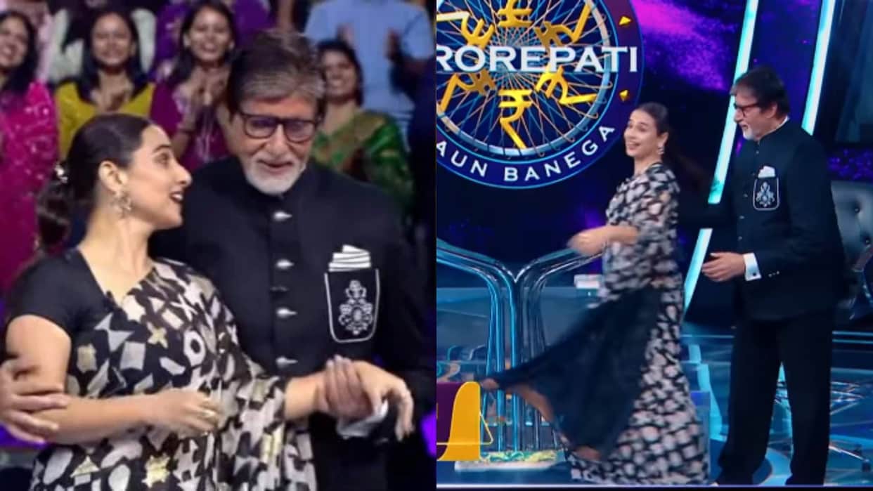 Bhool Bhulaiyaa 3 Actress Vidya Balan danced on Aaj rapat Song with Amitabh Bachchan on KBC 16