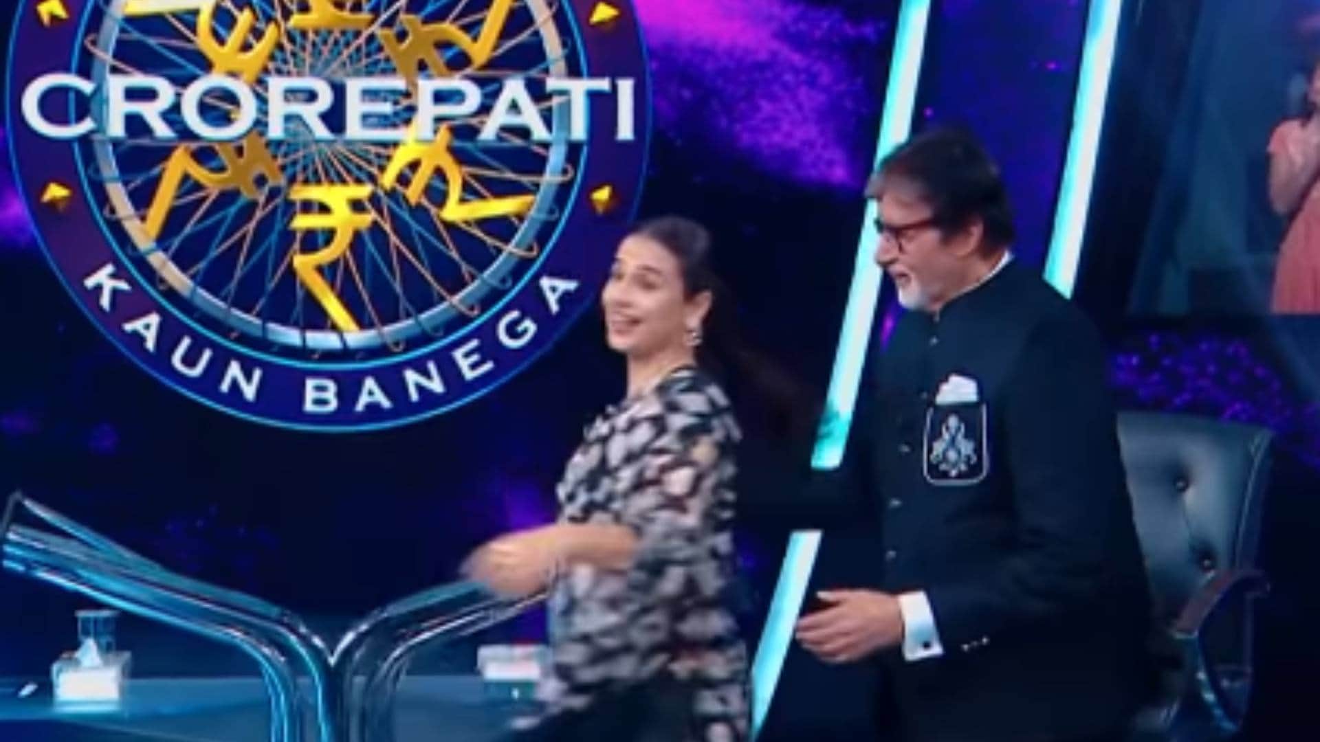 Bhool Bhulaiyaa 3 Actress Vidya Balan danced on Aaj rapat Song with Amitabh Bachchan on KBC 16