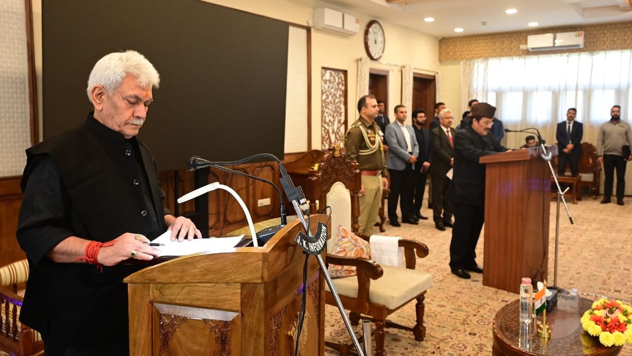 Jammu Kashmir Assembly: Mubarak Gul becomes pro-tem speaker of Jammu and Kashmir Assembly, takes oath at Raj B