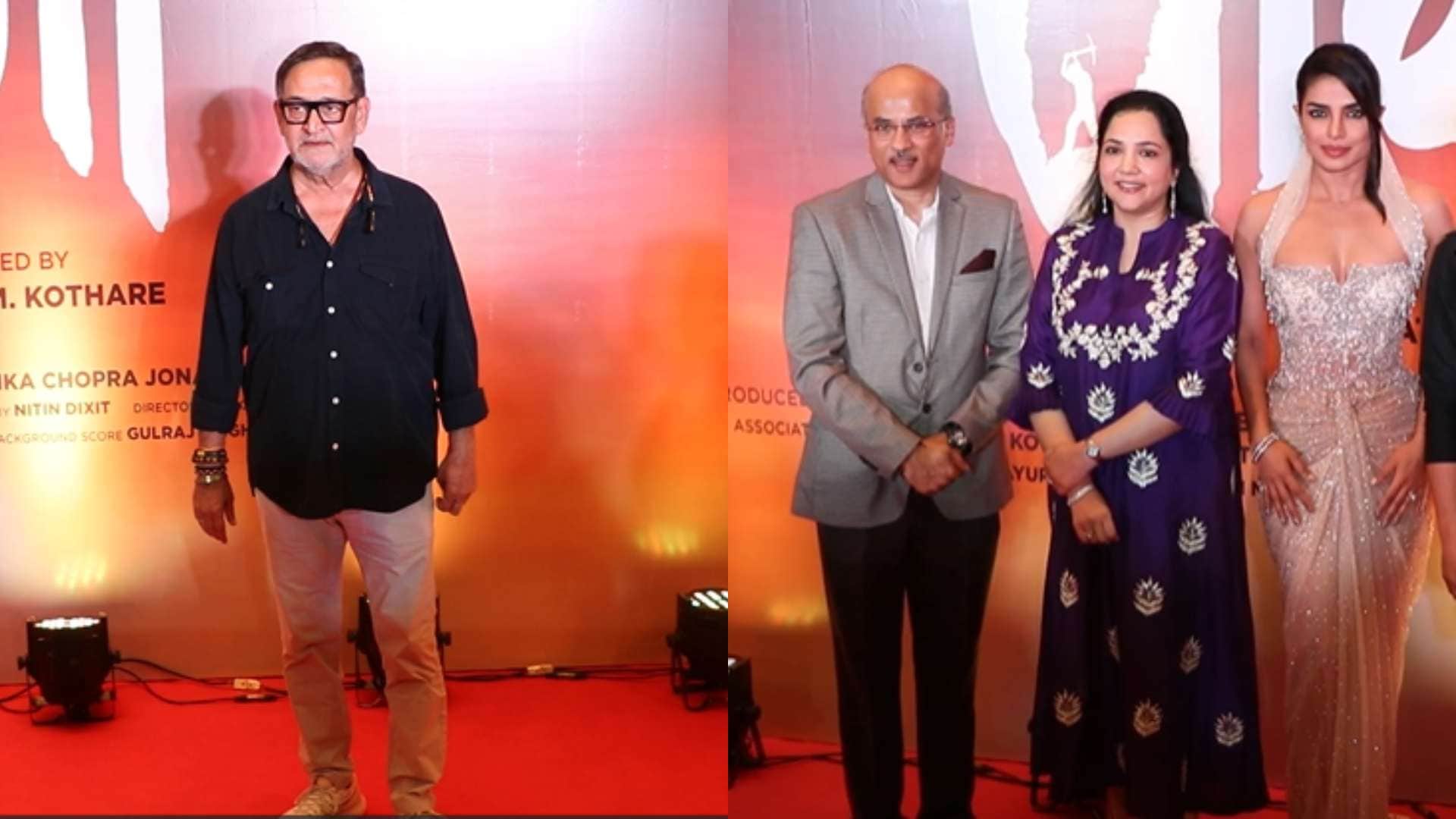 Paani Screening Priyanka Chopra MANNARA CHOPRA MAHESH MANJREKAR SOORAJ BARJATYA and MANY CELEBS on red carpet