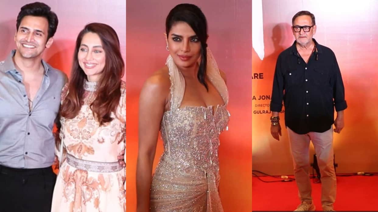Paani Screening Priyanka Chopra MANNARA CHOPRA MAHESH MANJREKAR SOORAJ BARJATYA and MANY CELEBS on red carpet
