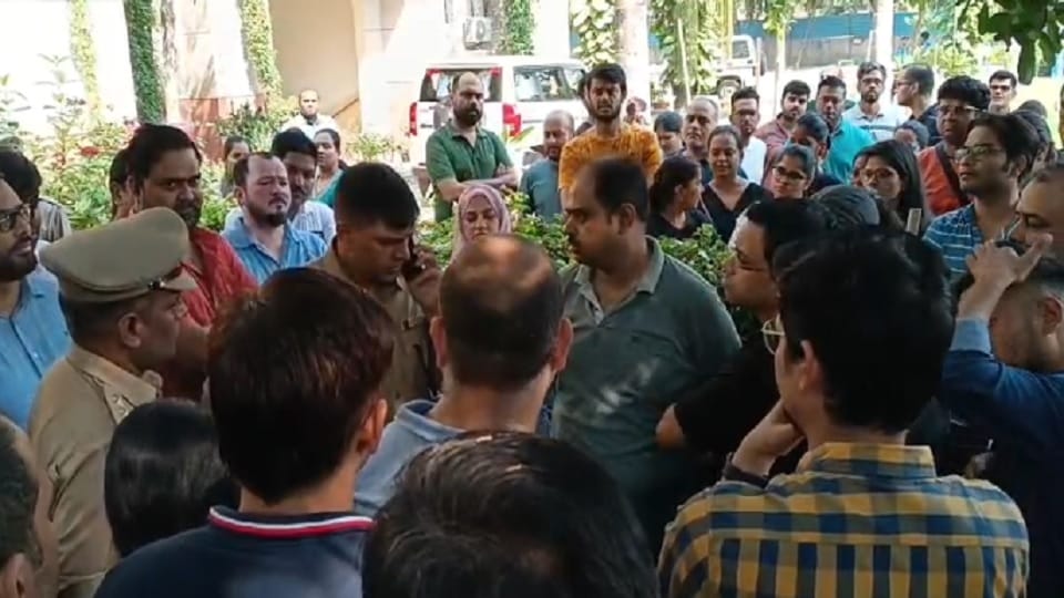 Parents protest against the alleged sexual assault of a student at a private school in Noida