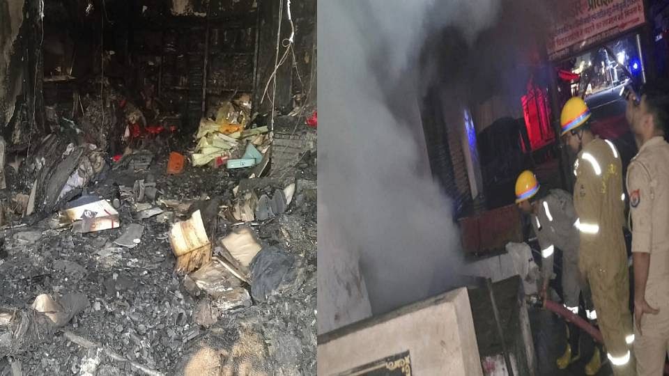 fire broke out in saree shop in Firozabad goods worth about 40 lakh were burnt