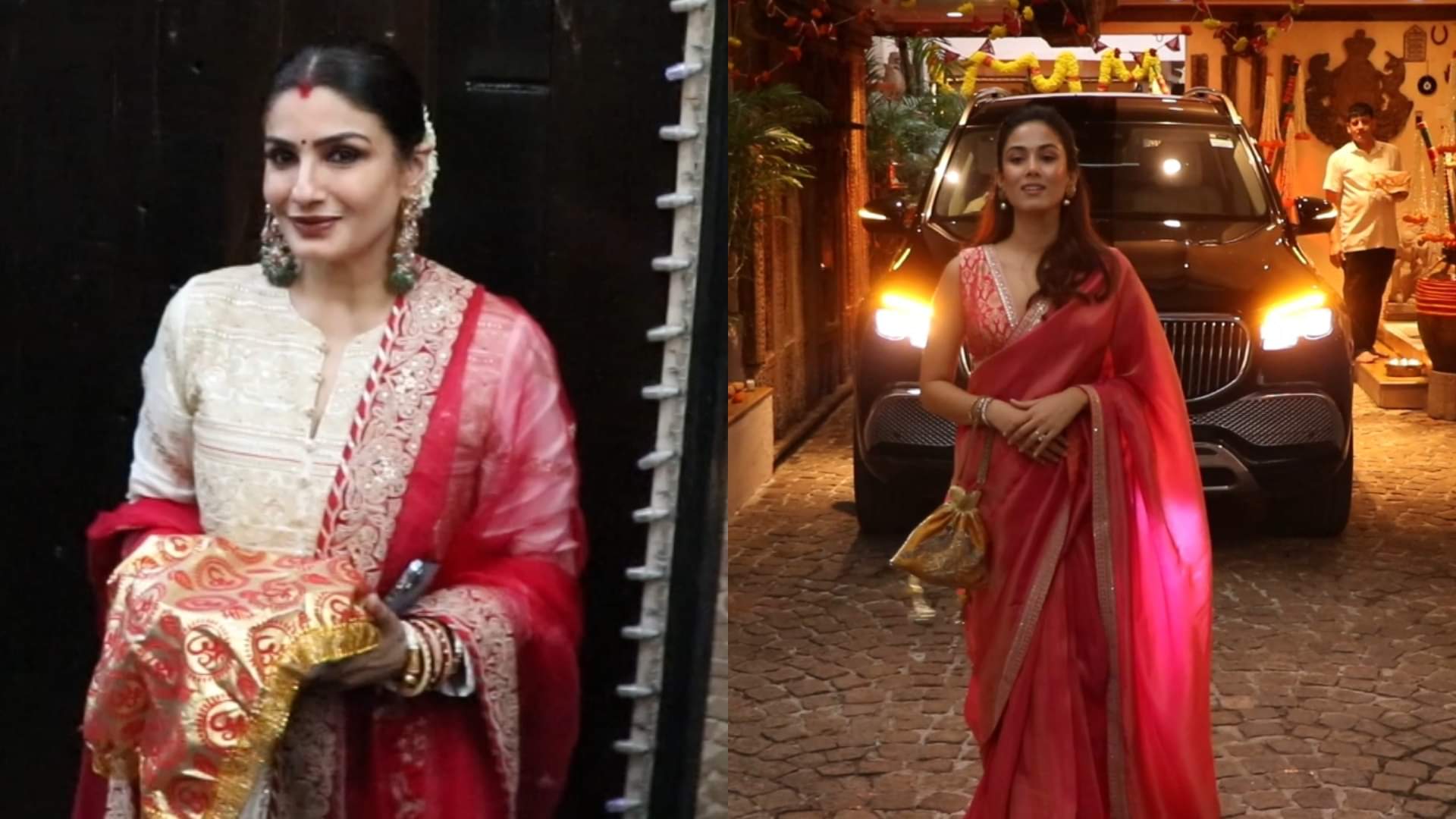 Bollywood Actresses reached anil kapoor home to celebrate karwa chauth raveena tandon mira rajput