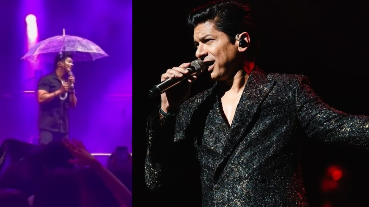 Singer Shaan continues singing in heavy rain and thunderstorm in Jio World Drive in Mumbai