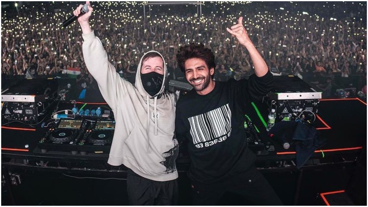 Bhool Bhulaiyaa 3 actor Kartik Aaryan made a surprise appearance at Alan Walker concert in Mumbai
