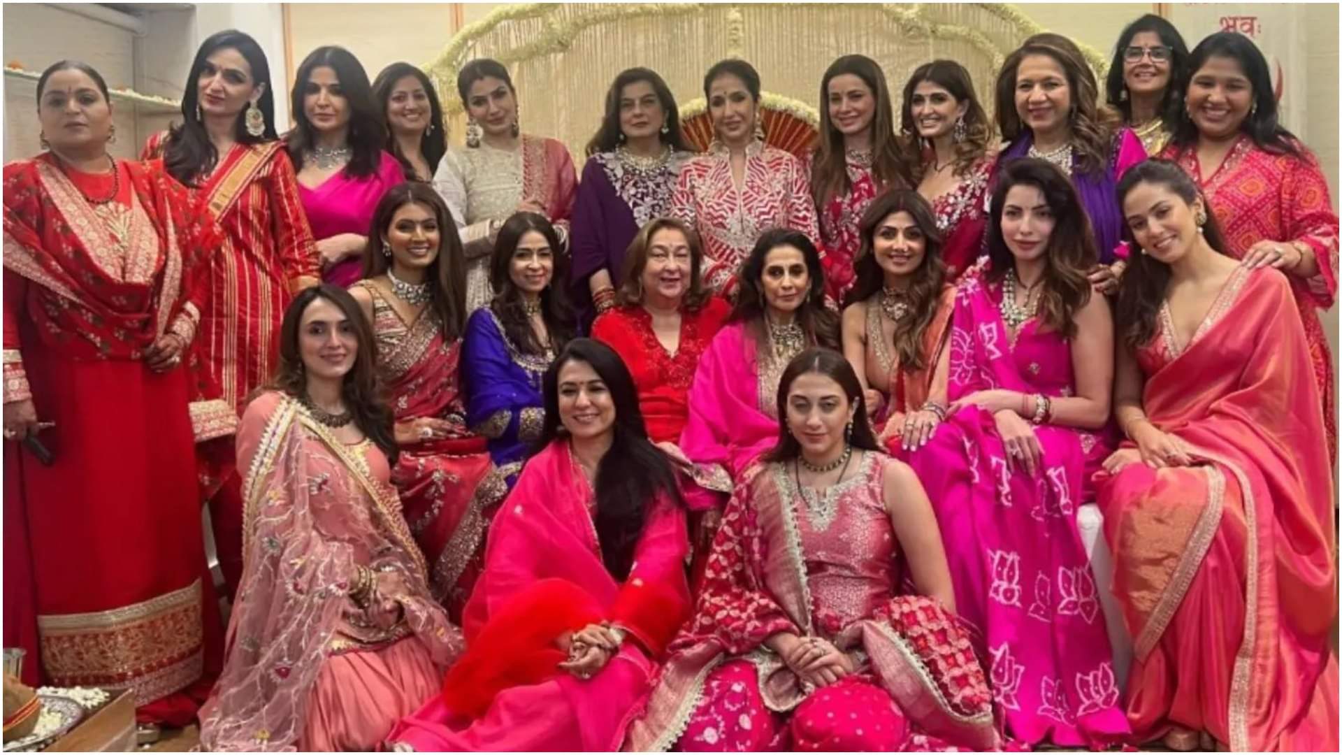 Bollywood Karwa Chauth 2024 Party Shilpa Shetty Mira Rajput Sonam Kapoor Raveena Tandon Karwa Chauth Look