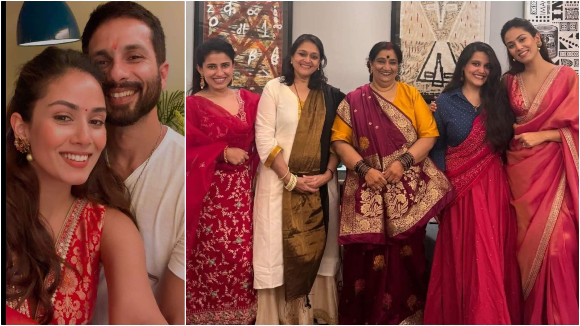 Bollywood Karwa Chauth 2024 Party Shilpa Shetty Mira Rajput Sonam Kapoor Raveena Tandon Karwa Chauth Look