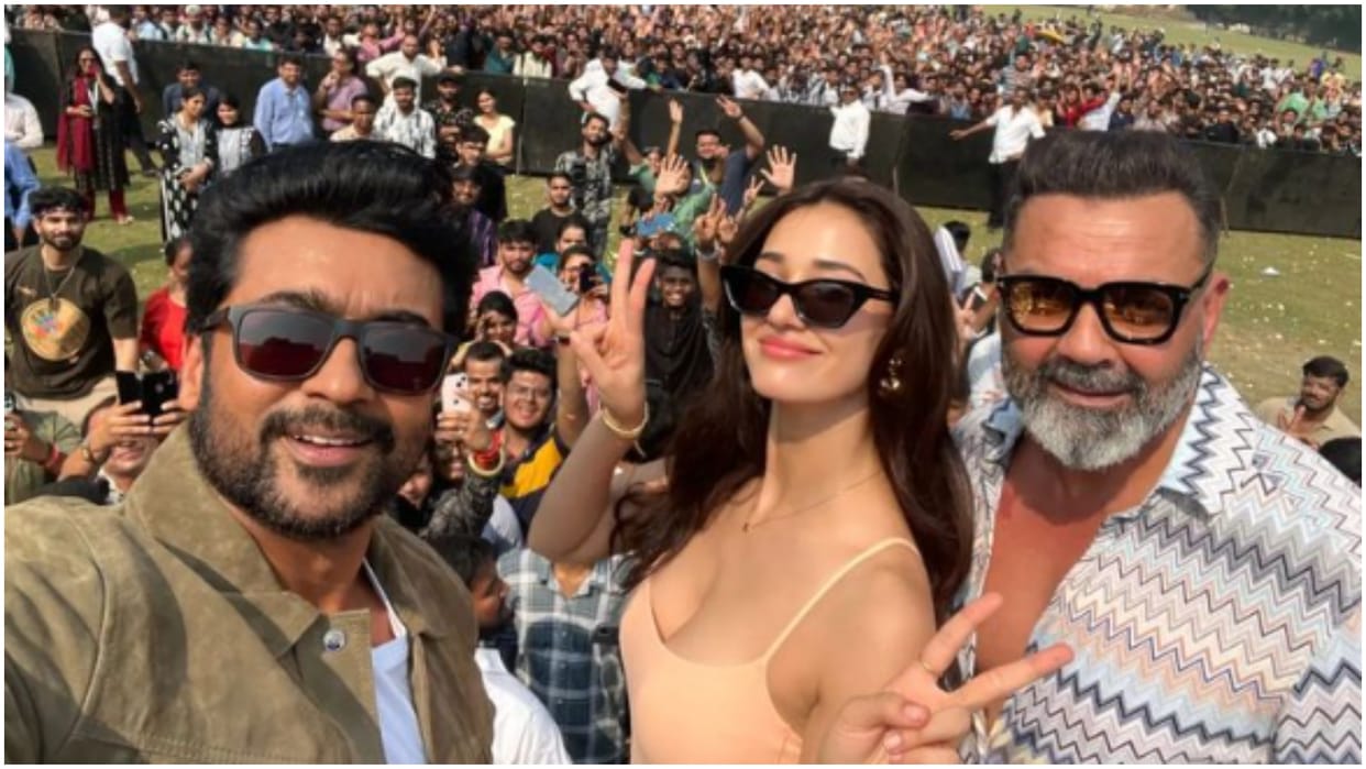 Suriya Disha Patani and Bobby Deol visited Delhi to meet fans while promoting upcoming movie Kanguva