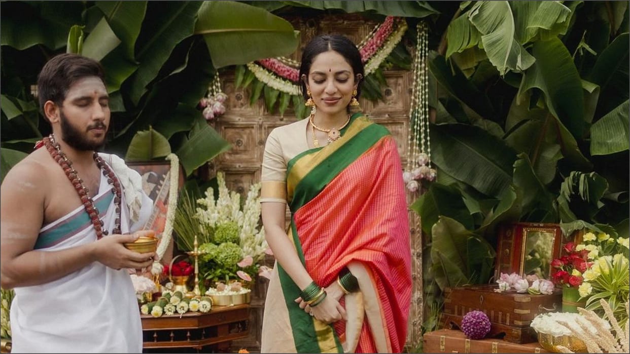 Sobhita Dhulipala and Naga Chaitanya pre wedding rituals have begun see photos of Pasupu Danchadam