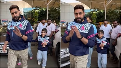 Abhishek Bachchan looked annoyed after a paparazzi chased him in to parking lot at the Mumbai airport