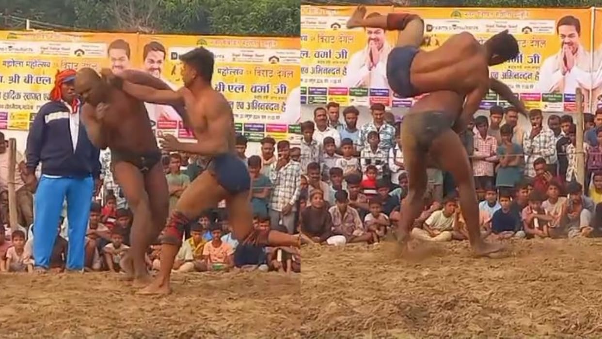 Wrestlers showed their skills in the wrestling competition of Majhola Festival in Pilibhit