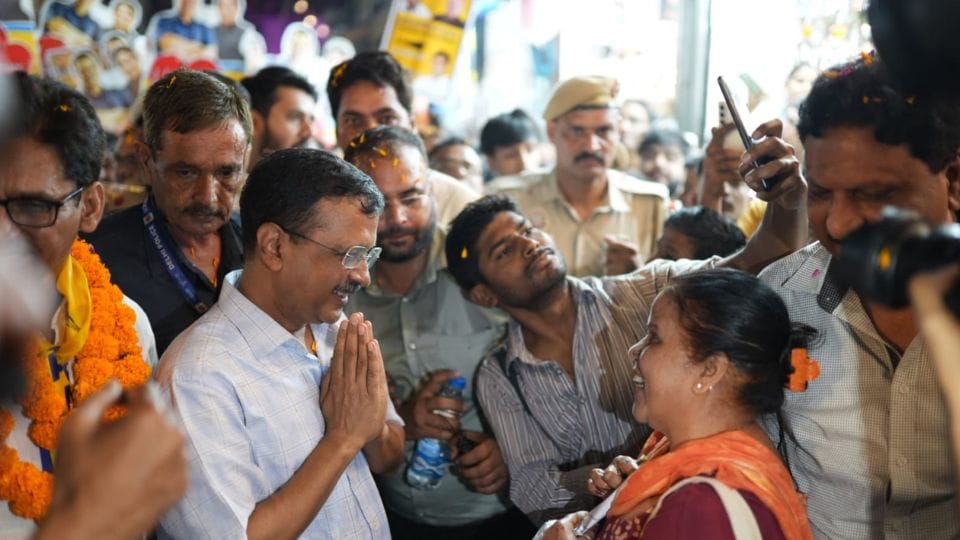 Aam Aadmi Party national convenor Arvind Kejriwal conducted padyatra in Mehrauli assembly constituency