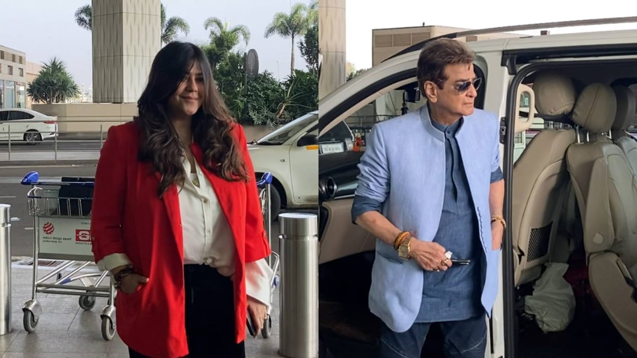 After the POCSO Case questioning Ekta Kapoor seen leaving from Mumbai with father Jeetendra Video goes viral