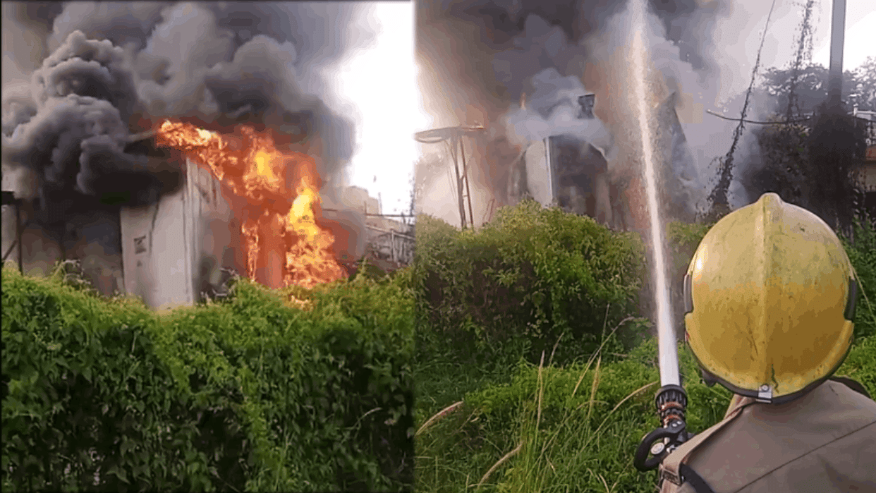 Jagdalpur Massive fire in mobile tower