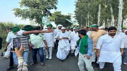 UP News: Farmers took out 18 km march, Rakesh Tikait and Naresh Tikait filled with enthusiasm