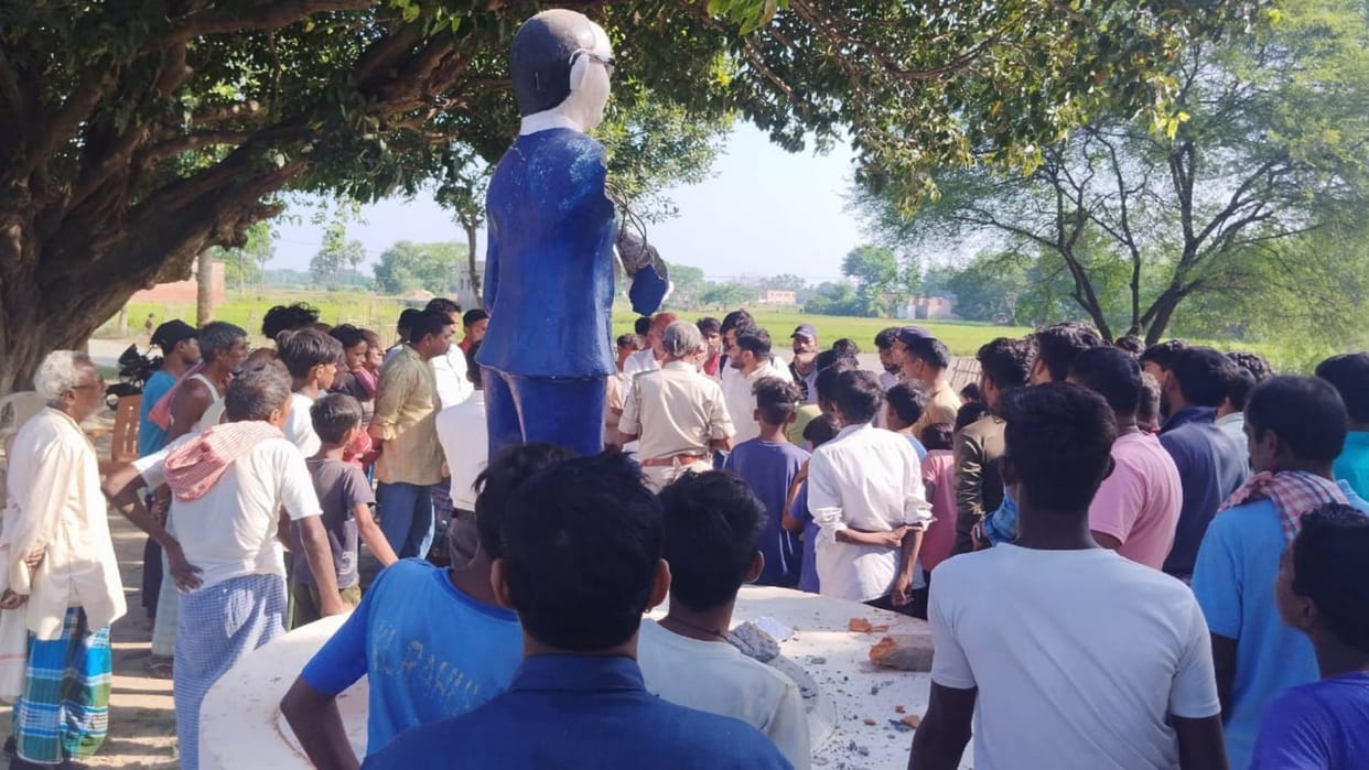 Bihar News Chapra Anti-social elements damaged statue of Baba Saheb Bhimrao Ambedkar