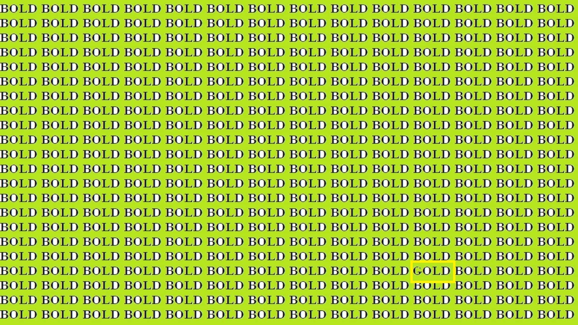 Optical Illusion For IQ Test Can You Find GOLD Among BOLD in 15 Seconds illusion to test your brain iq