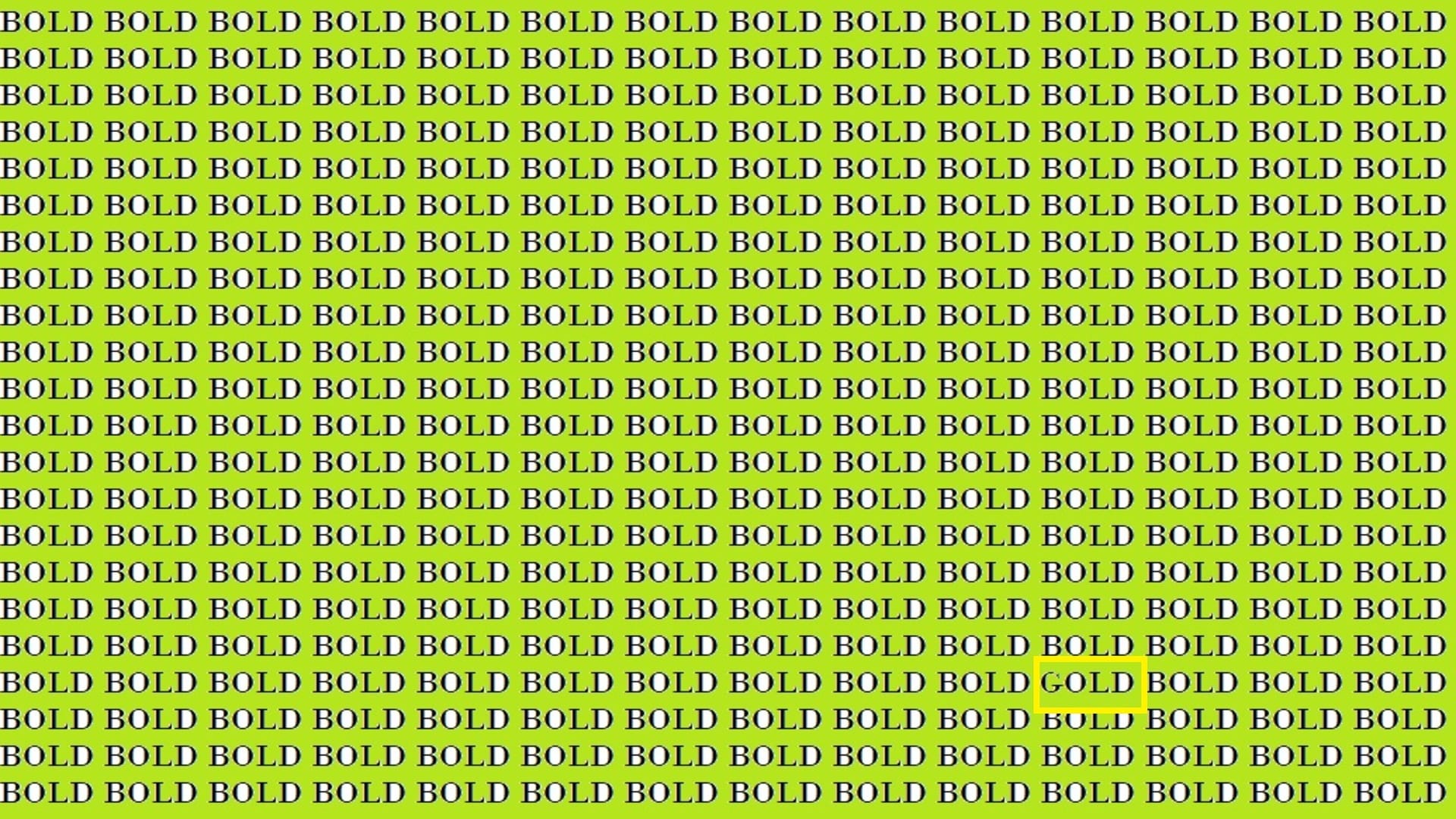 Optical Illusion For IQ Test Can You Find GOLD Among BOLD in 15 Seconds illusion to test your brain iq