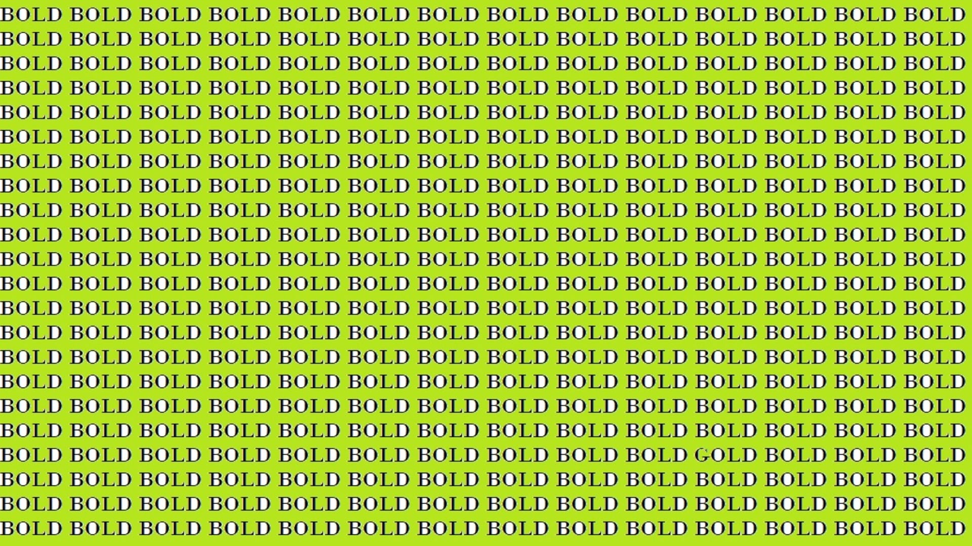 Optical Illusion For IQ Test Can You Find GOLD Among BOLD in 15 Seconds illusion to test your brain iq