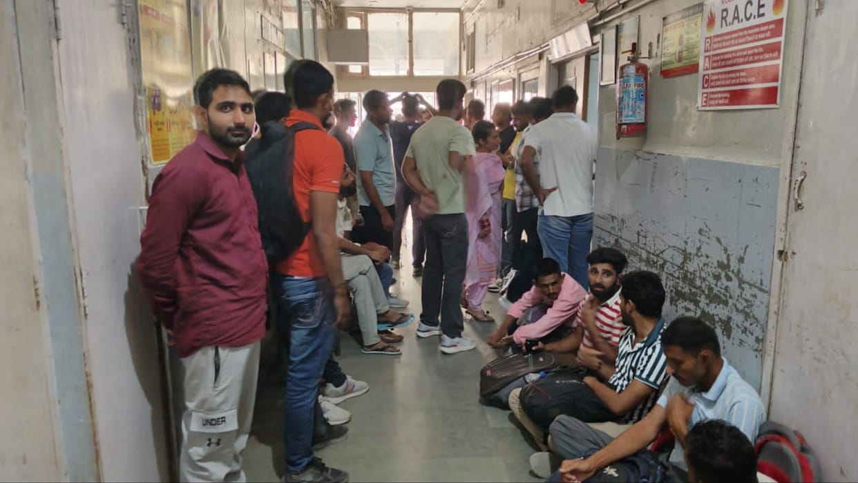 Fatehabad: Line of newly selected youth for X-ray