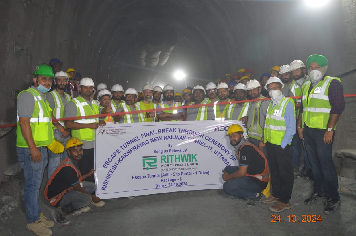 Rishikesh-Karnprayag Railway Line 3.3 km escape tunnel opened between Srinagar-Dungripanth Breakthru