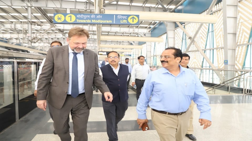 German Ambassador Dr. Philip Ackermann travels on Namo Bharat train