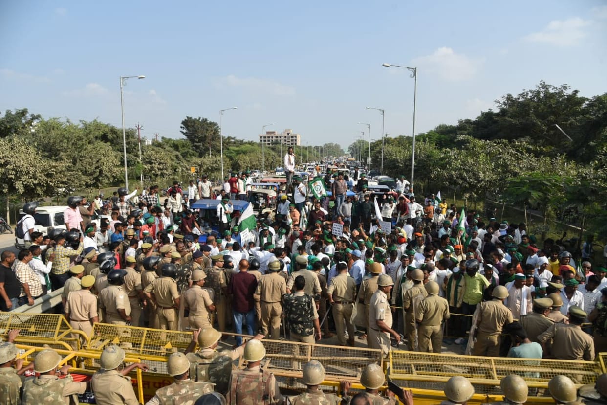 Bhartiya Kisan Union Shramik janshakti protest in Lucknow.