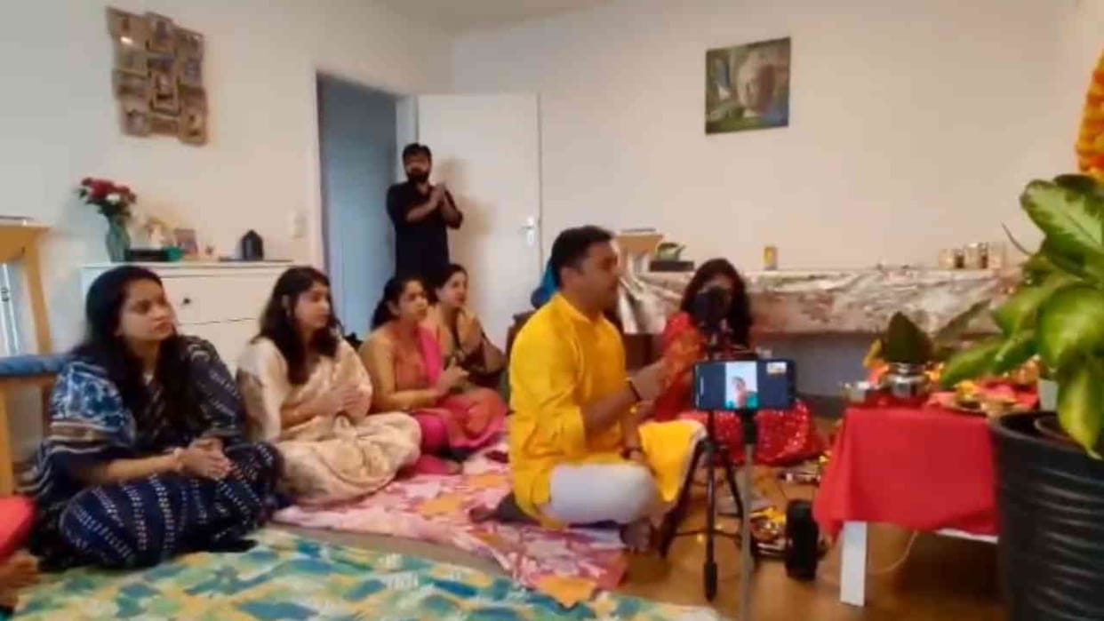 Online Pooja Yajman in foreign country rituals from Uttarakhand Pandit conducted Satyanarayan Katha