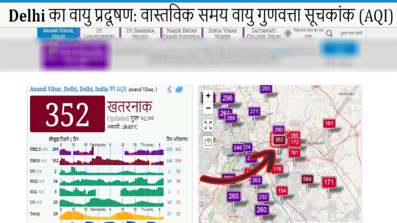 Delhi NCR AQI Today Update Air Quality Index reached 352 in Anand Vihar news in Hindi