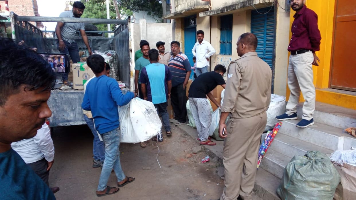 A huge consignment of illegal firecrackers seized in Anpara