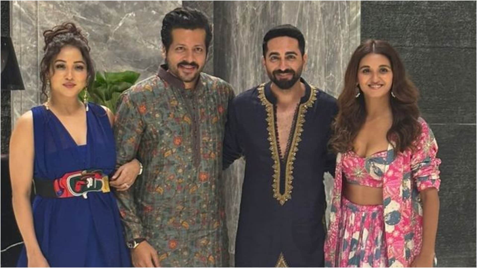 karan johar richa chadha ali fazal bollywood celebs attends Ayushmann Khurrana and tahira kashyap Diwali Party