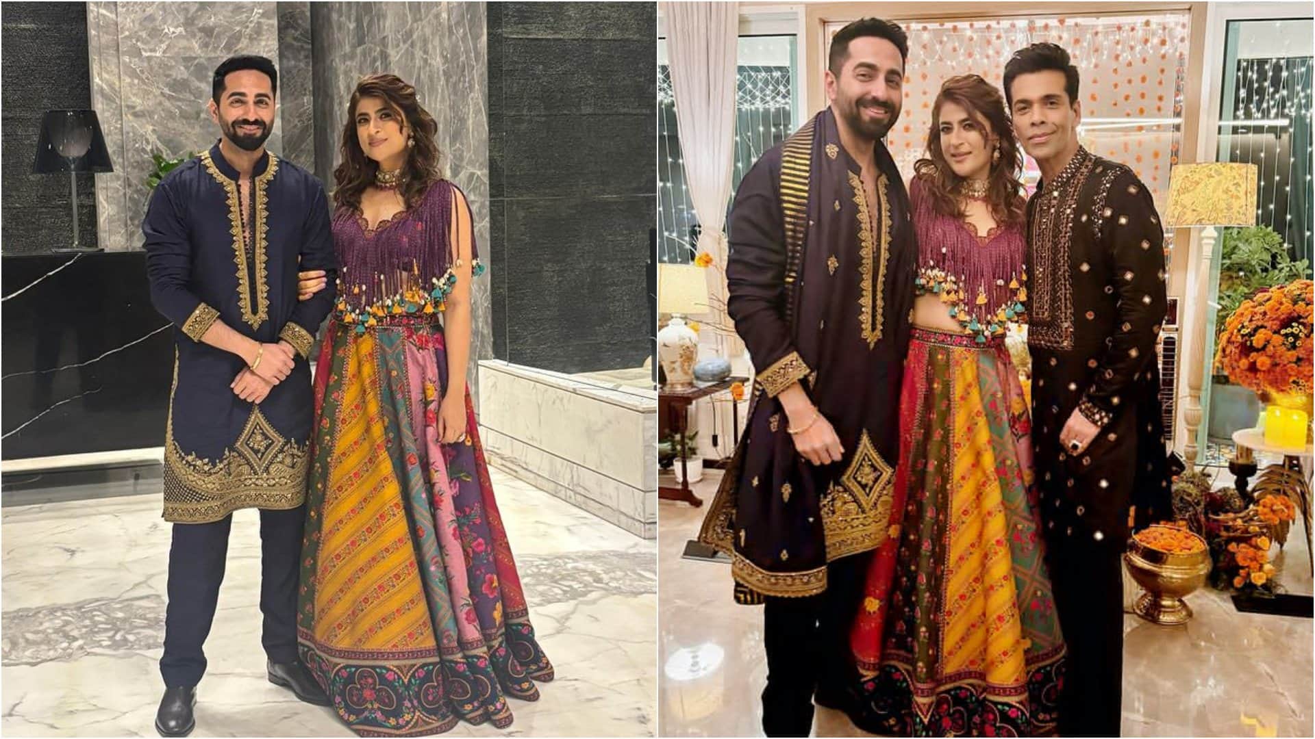 karan johar richa chadha ali fazal bollywood celebs attends Ayushmann Khurrana and tahira kashyap Diwali Party