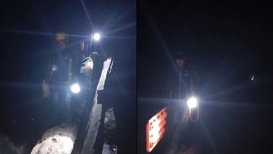 Driver leg stuck in JCB on Pilang motorway Uttarakhand