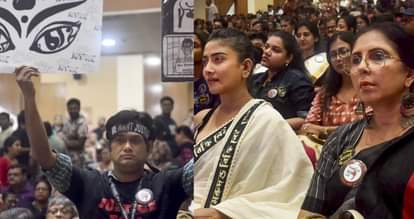 आरजी कर पीड़िता के लिए इंसाफ की मांग करते लोग