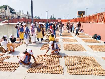 Ayodhya Deepotsav 2024 Six lakh diyas lit in 55 ghats on first day, 28 lakh diyas are to be lit this Diwali