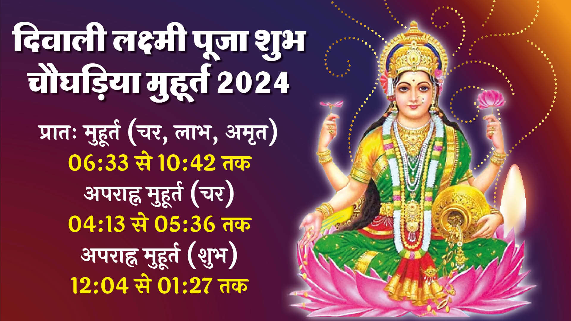 Diwali 2024 Lakshmi Puja Shubh Muhurat Timing Puja Vidhi Samagri List in Hindi