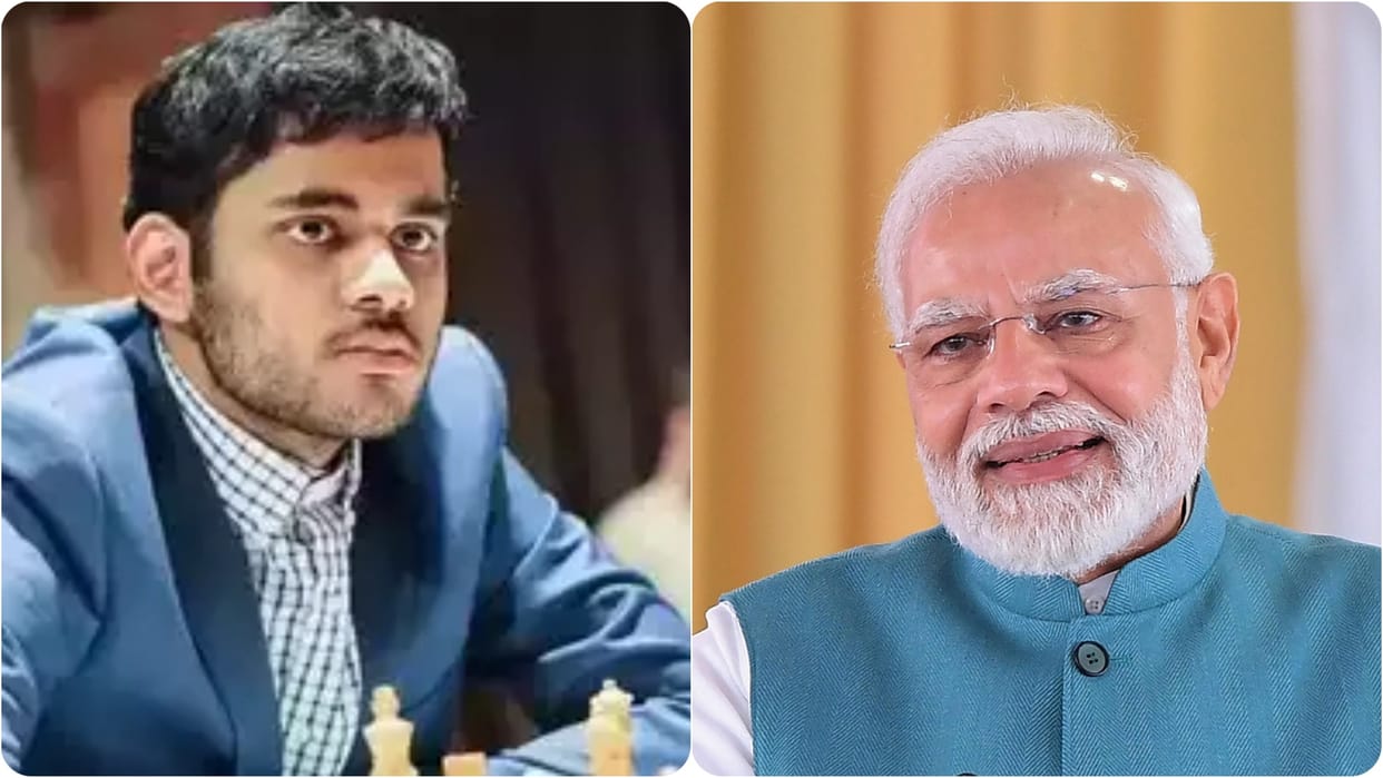 Prime Minister Narendra Modi hailed Arjun Erigaisi for crossing the 2800 mark in live chess ratings