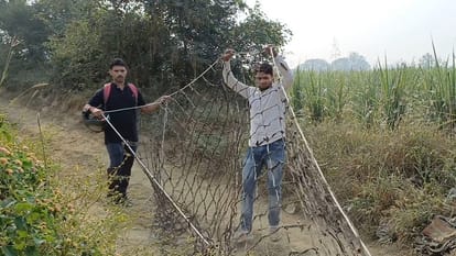 Baghpat: The paw of a leopard which had gone out for hunting got caught in a trap, it growled at the villagers