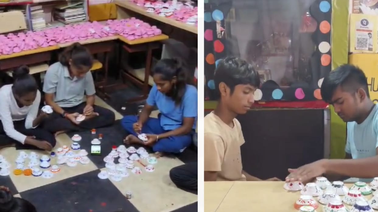 Lamps will shine with the skill of little hands children of slums prepared lamps