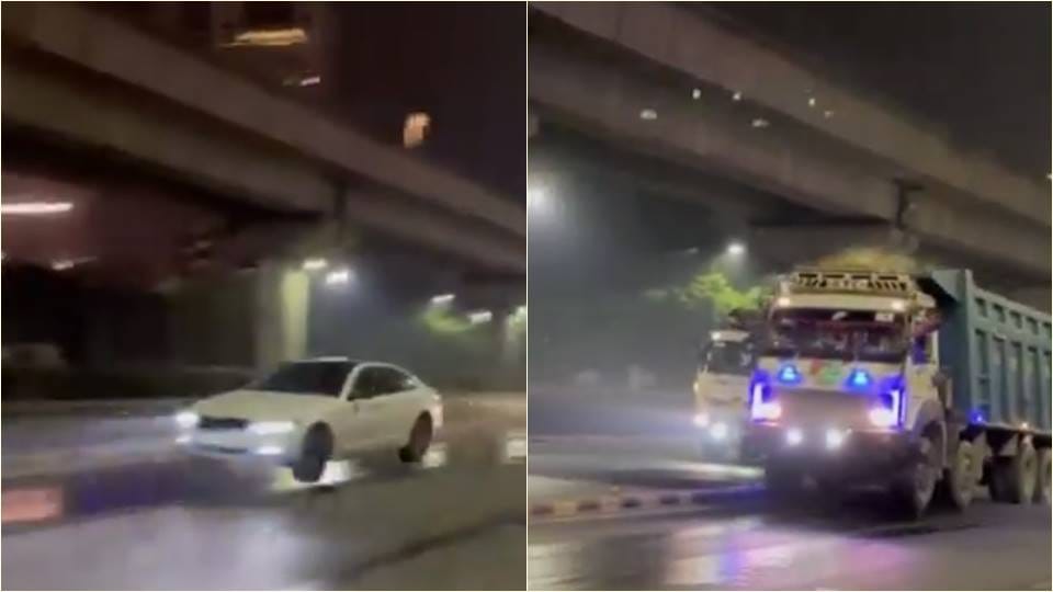 Breaker work stuck due to dispute in gurugram vehicles jumping in the air