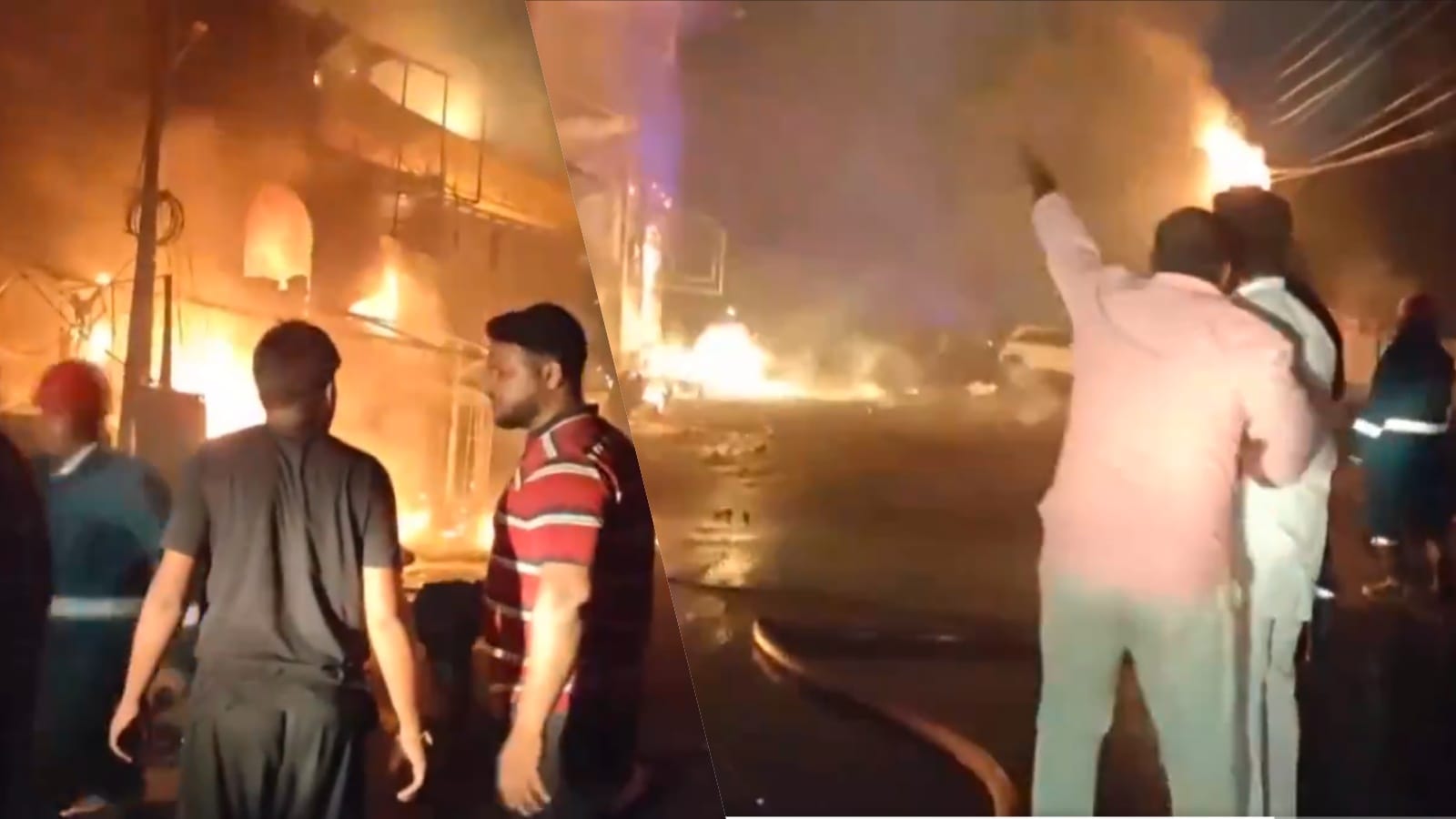 Hyderabad sadar bazar Fire Cracker shop and restaurant fire photos